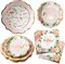 62Pcs Pink Floral Onesie Baby Shower Tableware Set – Plates & Napkins